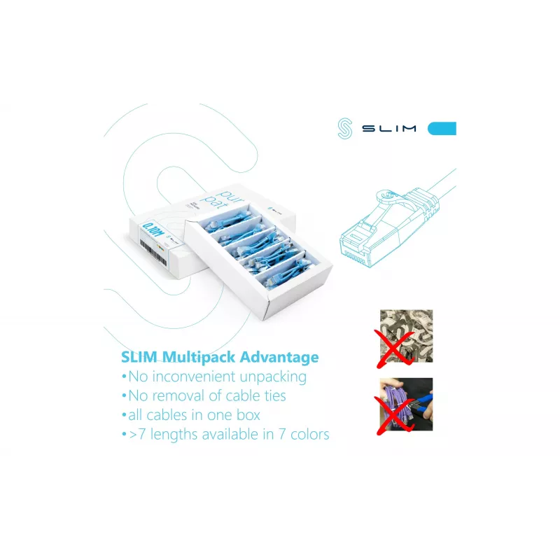 Wirewin SLIM-LS-K6A 2.0 60 Cat6A U/FTP plonas Ethernet tinklo kabelis, 2m, pilkas, 60 vnt. paketas
