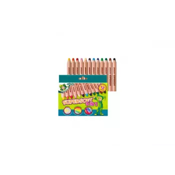 JOLLY Supersoft 3 in 1 spalvoti pieštukai, įvairių spalvų, 12 vienetų (5956-0002)