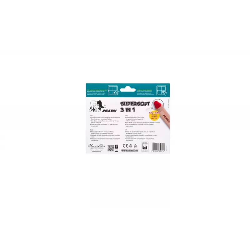 JOLLY Supersoft 3 in 1 spalvoti pieštukai, įvairių spalvų, 12 vienetų (5956-0002)