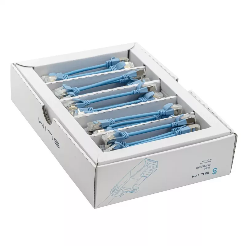 Wirewin SLIM-LS-K6A 0.1 BL 50 - Cat6A plonas Ethernet tinklo kabelis, 0,1m, U/FTP, mėlynas, 50 vnt. paketas