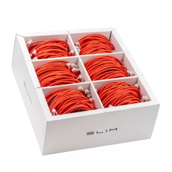 Wirewin SLIM-LS-K6A 0.5 RD 90 Cat6A plonas Ethernet tinklo kabelis, 0,5 m, raudonas, U/FTP, LSZH, 10 Gbps, 90 vnt. paketas