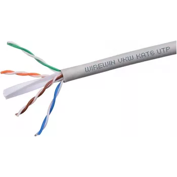 Wirewin Cat6 U/UTP kietos varinės instaliacinis tinklo kabelis, 305 m ištraukimo dėžė, 250 MHz, pilkas (VKBOX KAT6 UTP 305.0)