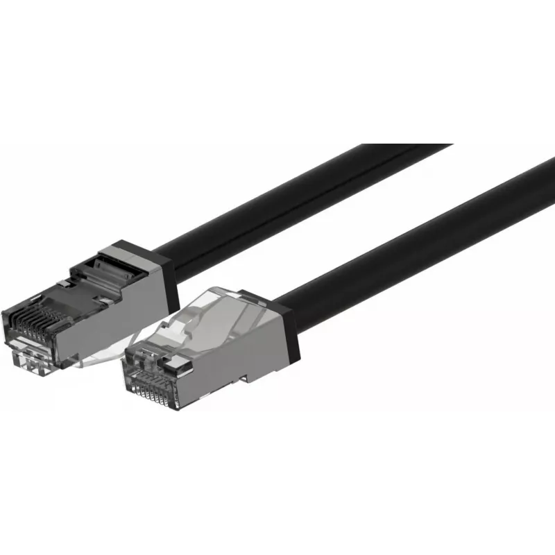 Wirewin lauko tinklo kabelis Cat.6A S/FTP, anti-UV PUR apvalkalas, juodas, 0,5m (PKW-OUT-SF-K6A-PUR 0.5)