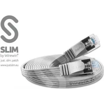 Wirewin Triotronik 0,15 m Cat6 U/FTP plonas tinklo kabelis, RJ45 male to male, pilkas PKW-STP-SLIM-KAT6 0.15