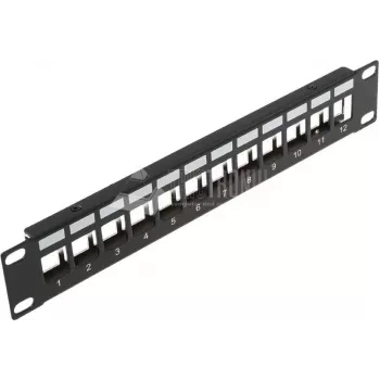 Wirewin 12 prievadų Keystone modulių tuščias skydelis, 10 colių, juodas, ekranuotas (TKS PANEL 12 BLACK)