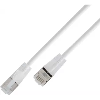 Wirewin SLIM KAT6A 10 Gigabit šviesus „patch“ kabelis, U/FTP, permatomi jungtys, 0,5 m, baltas SLIM-L-UF-K6A-TL 0.5 WT