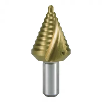 RUKO STB-HSS-TiN laiptinis grąžtas 1/8 inch–7/8 inch (3,2–22,2 mm), 25 pakopų, TiN dengtas HSS