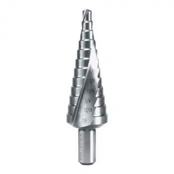 RUKO laiptinis grąžtas HSS, dydis 4, 3/16 inch - 7/8 inch (4,8 - 22,2 mm), 10 pakopų, DIN 1412 C