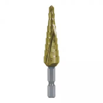 RUKO pakopinis grąžtas HSS TiN 4-12 mm, 9 pakopos, cilindrinis kotas