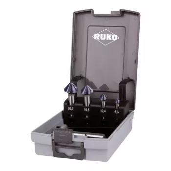 RUKO KES-Set-HSS-TiAlN Ø6.3-25.0mm dėžutėje kūginis nusklembimo grąžtų rinkinys, 6 dalių