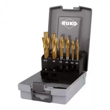 RUKO FLS-Set6tlg-TiN-f-RO plokščių įdubimų frezų rinkinys, 6 dalių, TiN danga, DIN 373, metalinė kasetė