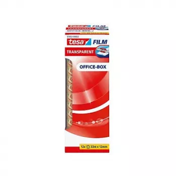 Tesa 57402 Office Box permatoma pakavimo juosta, 33 m x 12 mm, 12 ritinių