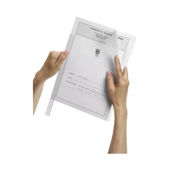 DURABLE DURACLIP A4 dokumentų segtuvas su spaustuku, permatomas, iki 100 lapų talpa, 50 vienetų paketas 291919