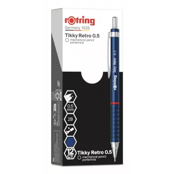 Rotring Tikky Retro mechaninis pieštukas 0,5 mm, mėlynas chromo apdaila 2202566