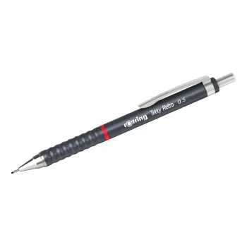 rotring Tikky Retro mechaninis pieštukas 0,5 mm, pilkas, chromuotas fiksuotas kreipiamasis vamzdelis, guminis banguotas suėmimas, 2202567