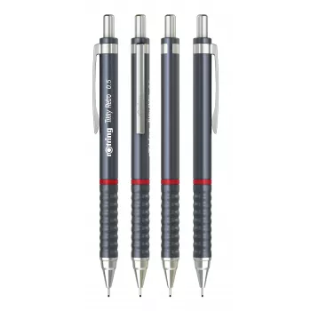 rotring Tikky Retro mechaninis pieštukas 0,5 mm, pilkas, chromuotas fiksuotas kreipiamasis vamzdelis, guminis banguotas suėmimas, 2202567