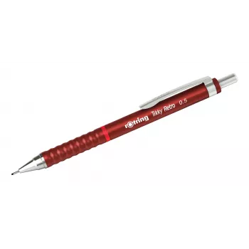 Rotring Tikky Retro mechaninis pieštukas 0,5 mm raudonu chromu padengtu įvore, guminiu suėmimu 2202568