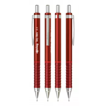 Rotring Tikky Retro mechaninis pieštukas 0,5 mm raudonu chromu padengtu įvore, guminiu suėmimu 2202568