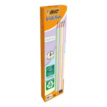 BIC Evolution PASTEL grafito pieštukai HB 2 mm, įvairių pastelinių spalvų, 12 vienetų paketas 518307