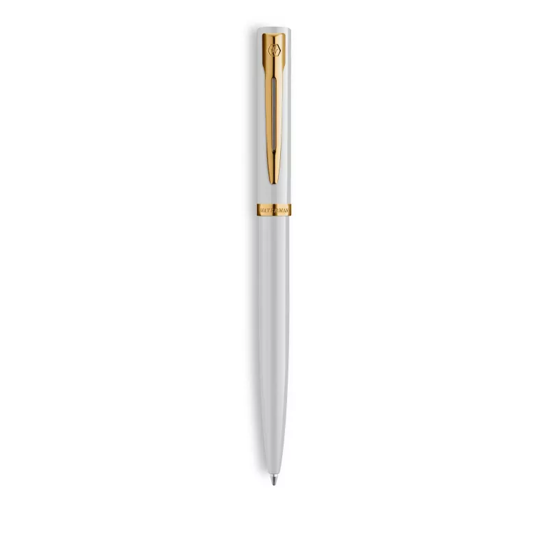 Waterman Allure Impression tušinukas, baltas lakas, aukso spalvos apdaila, vidutinio storio mėlynas rašalas 2225511