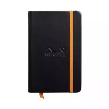 RHODIA RHODIARAMA sąsiuvinis 90 x 140 mm, liniuotė, juodas dirbtinės odos viršelis, 96 lapai 118642C