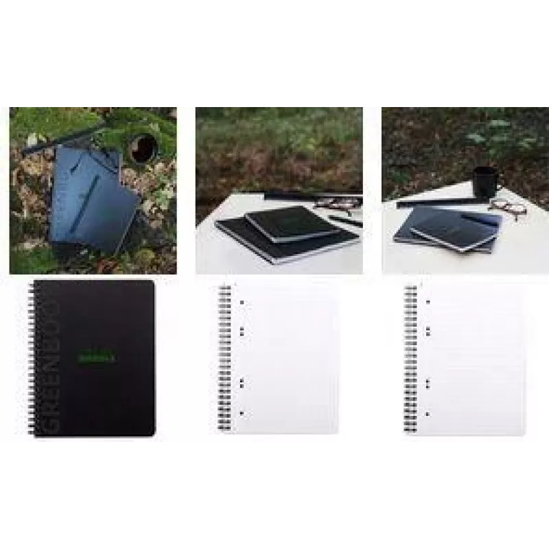 RHODIA GREENBOOK College Block A5+ languotas juodu perdirbto kartono viršeliu 119913C