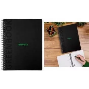 RHODIA GREENBOOK College Block A4+ bloknotas su linijomis, juodas (80 lapų) 119923C