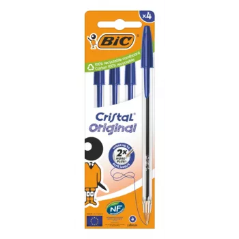 BIC Cristal Original tušinukas, mėlynas, 0,32 mm, 4 vnt. pakuotė 516332