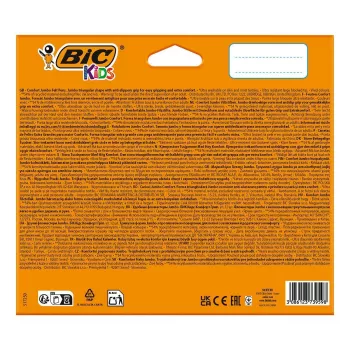 BIC KIDS Comfort Jumbo flomasteriai, įvairių spalvų, 12 vnt., 1,4 mm antgalis, nuplaunami 517250