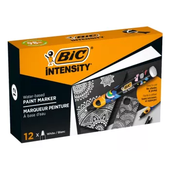 BIC Intensity Nuolatinis Žymeklis, Baltas, Apvalus Antgalis, 1,5-2,3 mm, 1 vnt., 98% Perdirbto Plastiko 5274251