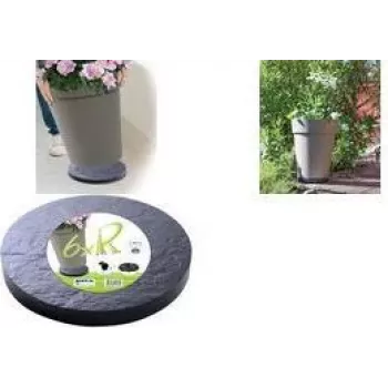 EDA augalų vežimėlis su 5 daugiakrypčiais ratukais, akmens rašto, antracito pilkos spalvos, 30 cm skersmens, 60 kg keliamoji galia (010940 G. ARD C)