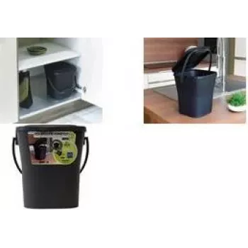 EDA KOMPOST 6L antracito spalvos komposto kibiras su dangčiu ir rankena, perdirbto plastiko 013119 R G.ANT