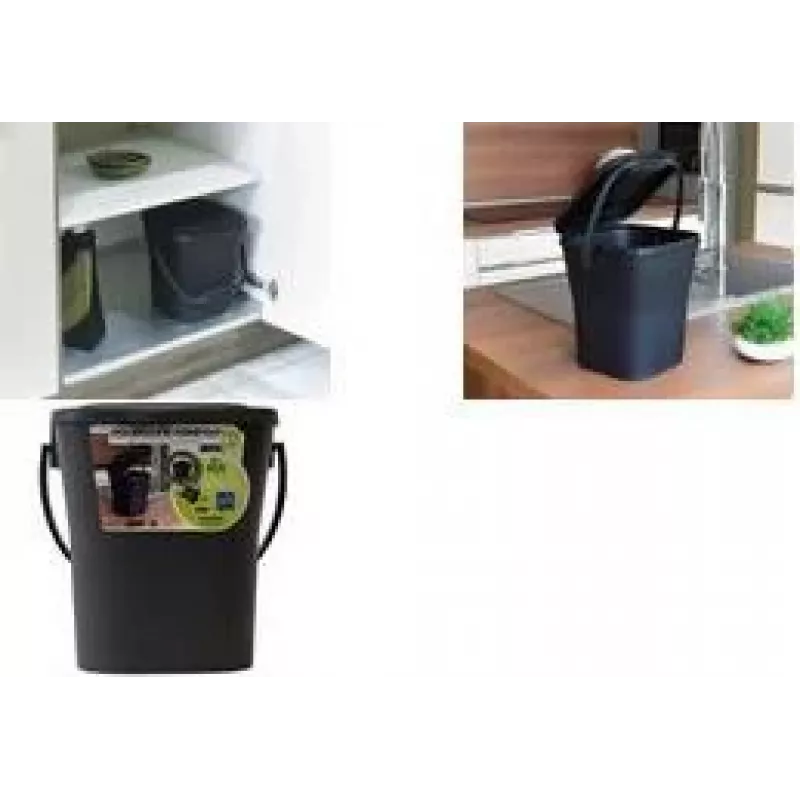 EDA KOMPOST 6L antracito spalvos komposto kibiras su dangčiu ir rankena, perdirbto plastiko 013119 R G.ANT