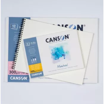 Canson Montval akvarelinis popierius, 200 g/m², 500 x 650 mm, natūraliai baltas, smulkaus grūdėtumo, be rūgščių, 10 lapų C518412002