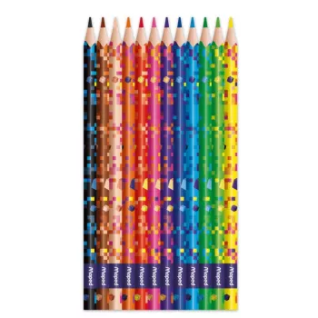 Maped PIXEL PARTY trikampiai spalvoti pieštukai, 12 skirtingų spalvų, minkštas nelūžtantis švinas, pikselių rašto korpusas, kartoninė dėžutė 862204