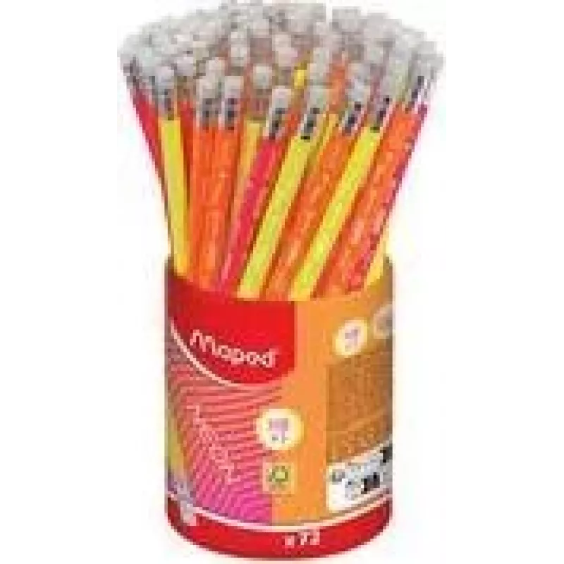 Maped Neon HB grafitinis pieštukas su trintuku, trikampis, 72 vnt. dėkle 853789FC