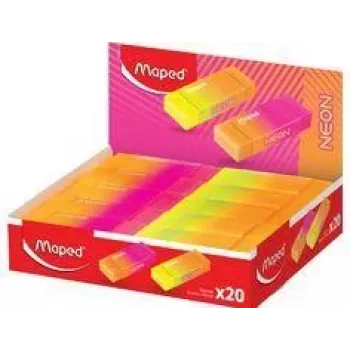 Maped NEON plastikinis trintukas, 20 vnt., neoninės oranžinės ir neoninės rožinės spalvos, mažai dulkių, be ftalatų, be PVC 121901