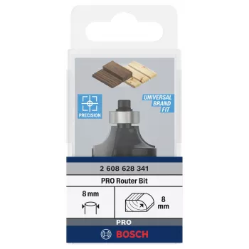 Bosch Expert for Wood frezavimo galvutė su apvalinimo profiliu, 8 mm kotas, R1 8 mm, 15,5 mm pjovimo ilgis, 53 mm bendras ilgis 2608628341