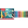 Maped Jungle Fever Jumbo trikampės vaško kreidelės, 12 skirtingų spalvų, gyvūnų motyvai, kartoninė dėžutė, nuo 1 metų