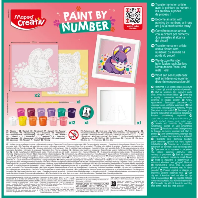 Maped Creativ dažymo pagal skaičius rinkinys Katė ir Triušis - 2 iš anksto atspausdinti paveikslėliai, akriliniai dažai, teptukas, nuo 7 metų 907083