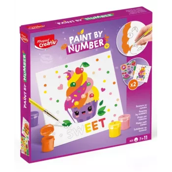 Maped Creativ dažymo pagal skaičius rinkinys Kawaii Food Sweet - 2 iš anksto atspausdinti drobės, 10 akrilinių dažų, teptukas, nuo 7 metų 907088