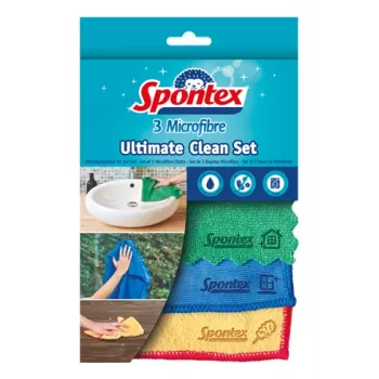 Spontex Ultimate Clean mikropluošto šluostės, 3 dalių rinkinys, 32 x 32 cm, įvairių spalvų 19790991