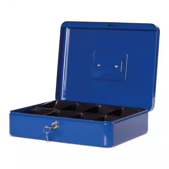 MAUL pinigų dėžutė Size 4 mėlyna 300x245x90 mm plieninė su monetų dėklu ir cilindrine spyna 56114-37