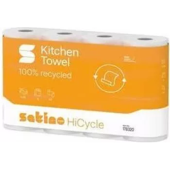 satino by wepa HiCycle virtuvės rankšluostis, 3 sluoksnių, High-White perdirbto popieriaus, trikampis įspaudimas, 1 ritinys 178320