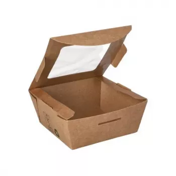 Papstar 87250 vienkartinė maisto talpa iš kartono su PLA danga, ruda, 750 ml, 50 vnt.