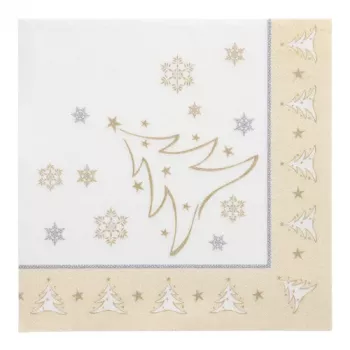 PAPSTAR X-Mas Elegance auksinio kalėdinio motyvo servetėlės, popierinės, 4 sluoksnių, 1/4 lankstymo, 400 x 400 mm, 1 vnt. (87104)