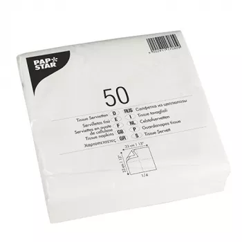 PAPSTAR pietų servetėlės, 330 x 330 mm, 2 sluoksnių, baltos, 1/4 lankstymo, 250 vnt. 17080