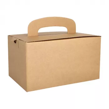 PAPSTAR pure pietų dėžutė su nešimo rankena, rudo kartono, 424 g/m², sulankstoma, 1 vnt. 88980