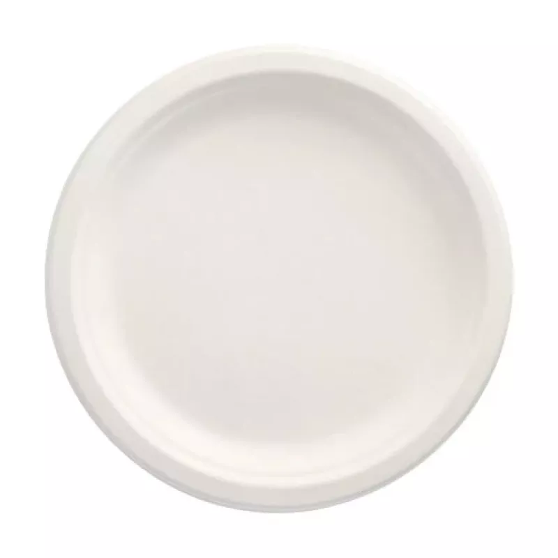 PAPSTAR pure cukranendrių lėkštė apvali 230 mm, 12 vnt. pakuotė, kompostuojama, tinkama mikrobangų krosnelei, 89748