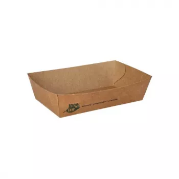 PAPSTAR pure 100% Fair padėkliukai bulvytėms, vidutiniai, 8,5 x 13,5 cm, šviežio pluošto kartonas, rudos spalvos, 80 vnt. (87243)
